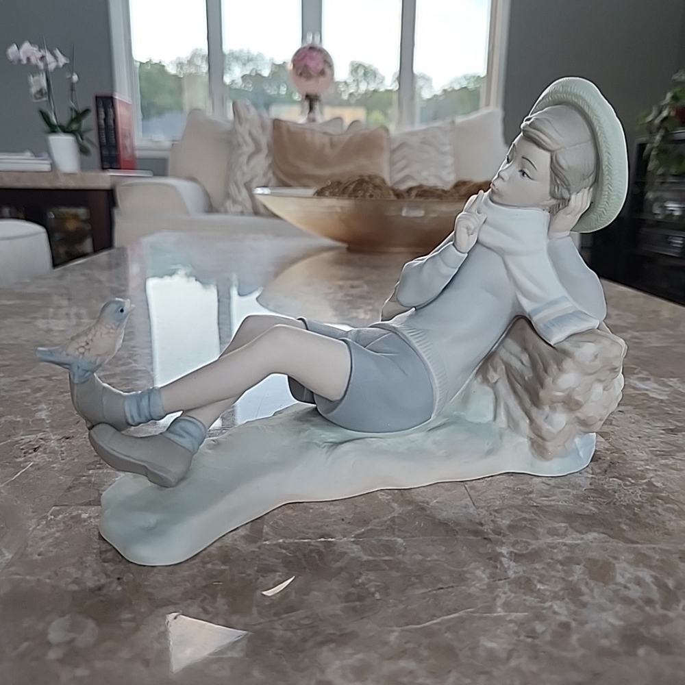 Lladro, Shepard Boy With Bird, Satin Figurine